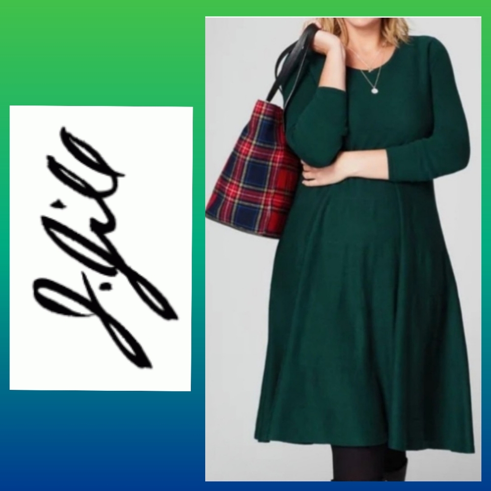 ✅️ NWT. J. Jill forest green sweater swing dress